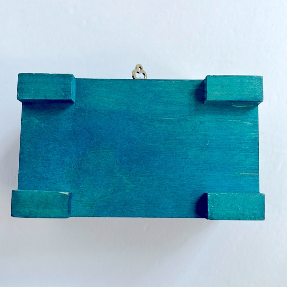 Jewelry Box Carved Wood with Key and Heart Accents Handmade - Picture 7 of 8